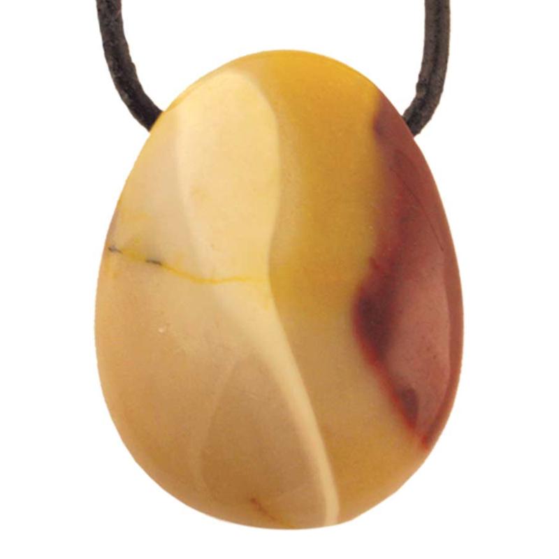 Pendentif jaspe mokaite Australie A (pierre trouée) + cordon - La Boite à Cailloux