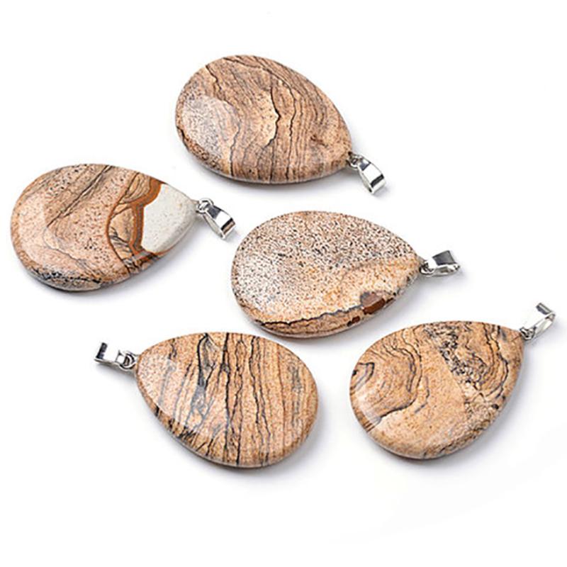 Pendentif jaspe paysage Namibie A goutte - La Boite à Cailloux