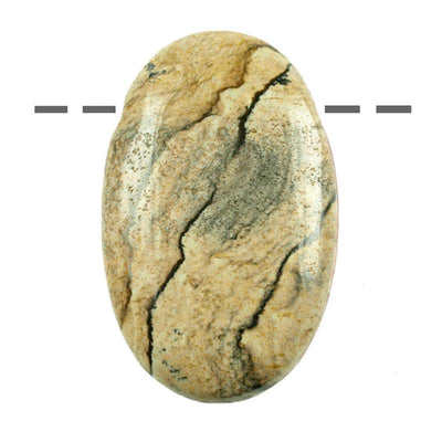 Colgante de jaspe paisaje ovalado de Sudáfrica A (piedra agujereada) + cordón