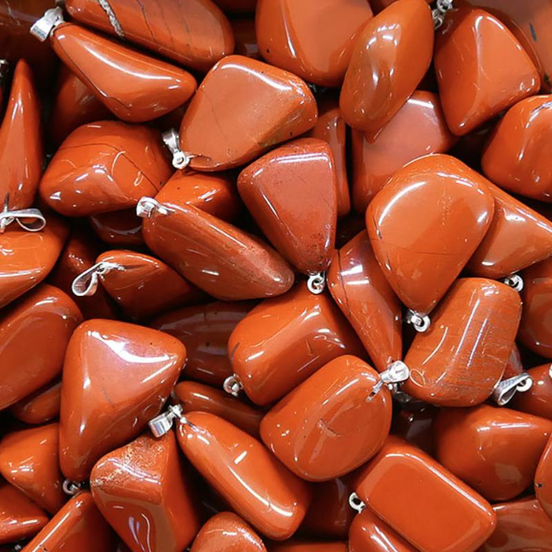 Pendentif jaspe rouge Afrique du Sud A (pierre roulée) - La Boite à Cailloux