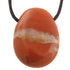 Pendentif jaspe rouge Afrique du Sud A (pierre trouée) + cuir - La Boite à Cailloux