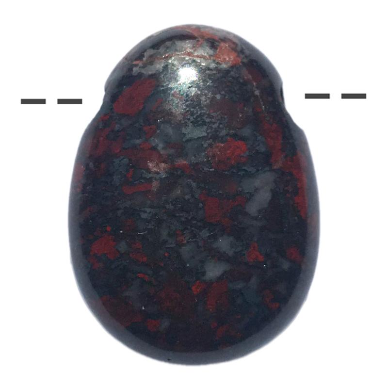 Pendentif jaspe sanguin Afrique du Sud A (pierre trouée) + cordon - La Boite à Cailloux