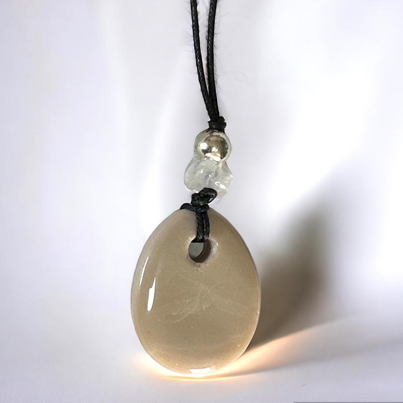 Pendentif "Joie" jaspe mokaite Australie A 35mm + cordon - La Boite à Cailloux