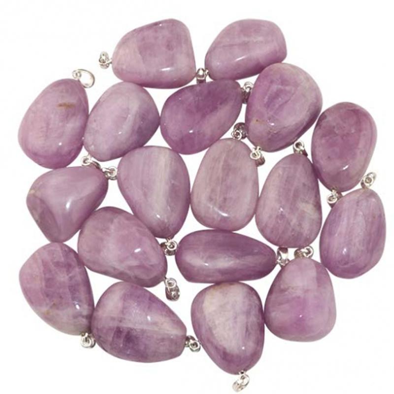 Pendentif kunzite Brésil A pierre roulée boucle argent 925 - La Boite à Cailloux