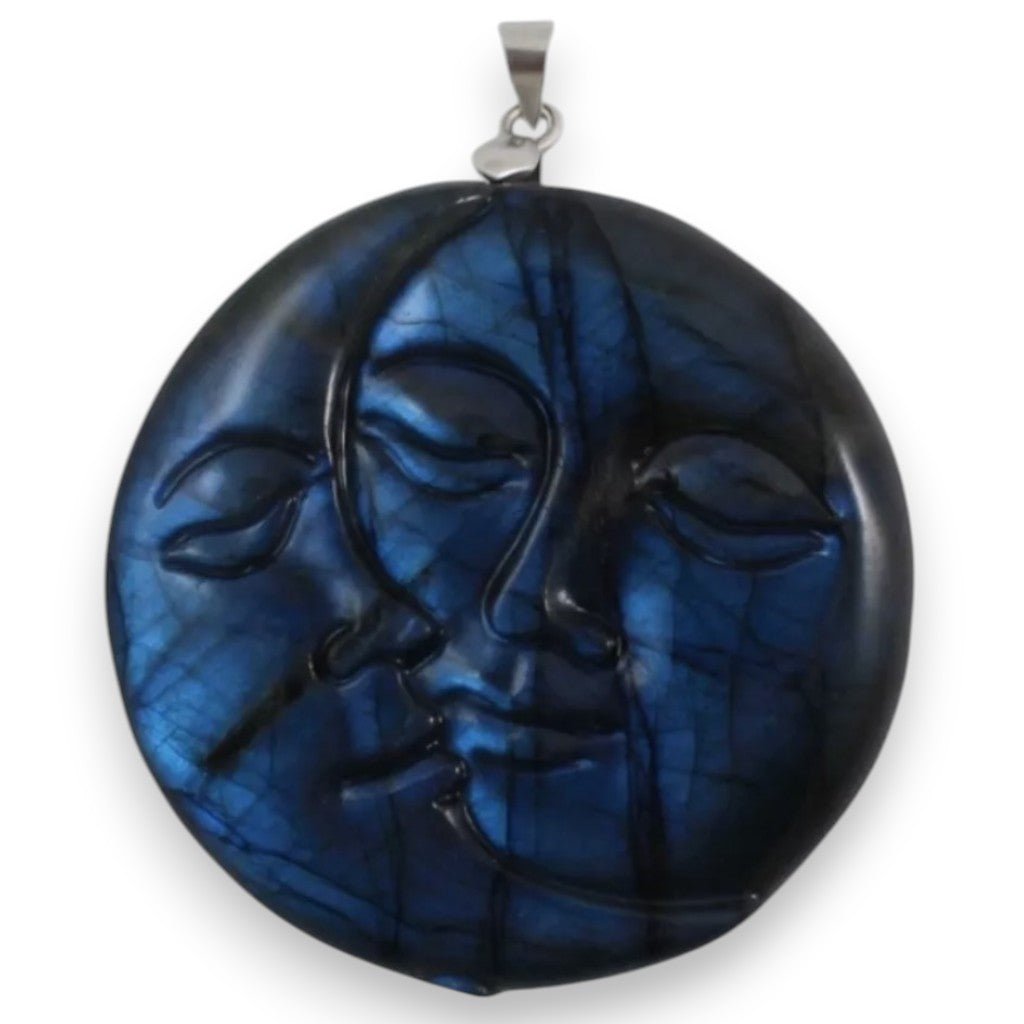 Pendentif labradorite bleue Madagascar AA+ (lune) - La Boite à Cailloux