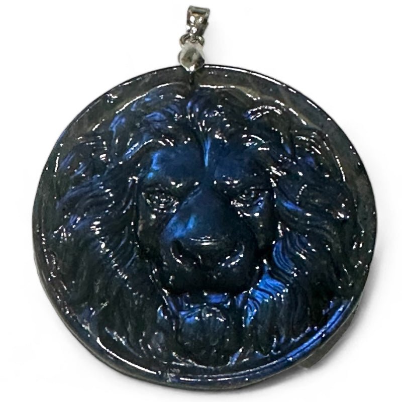 Pendentif labradorite bleue Madagascar AAA (tête de lion) - La Boite à Cailloux