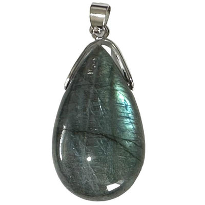 Colgante gota de labradorita AA de Madagascar (piedra perforada) + cordón