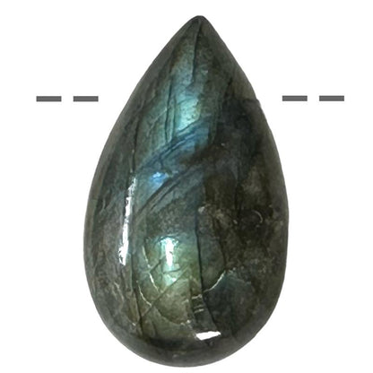 Pendentif labradorite goutte Madagascar AA (pierre trouée) + cordon - La Boite à Cailloux