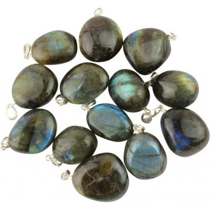 Pendentif labradorite Madagascar A pierre roulée boucle argent 925 - La Boite à Cailloux
