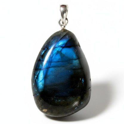 Pendentif labradorite Madagascar A pierre roulée boucle argent 925 - La Boite à Cailloux