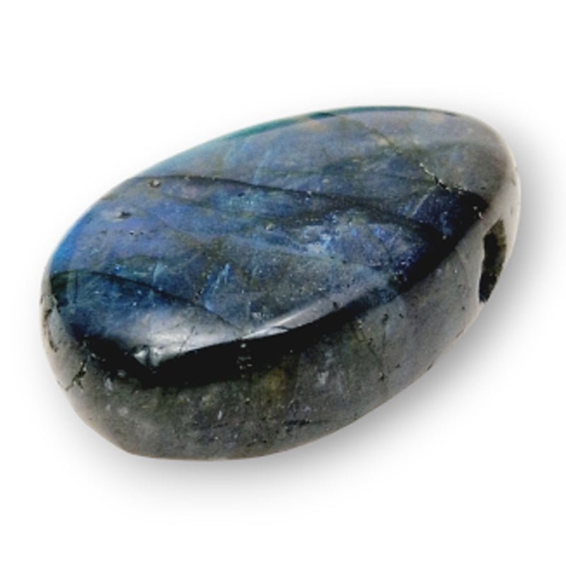 Pendentif labradorite Madagascar AA (pierre trouée) + cordon - La Boite à Cailloux