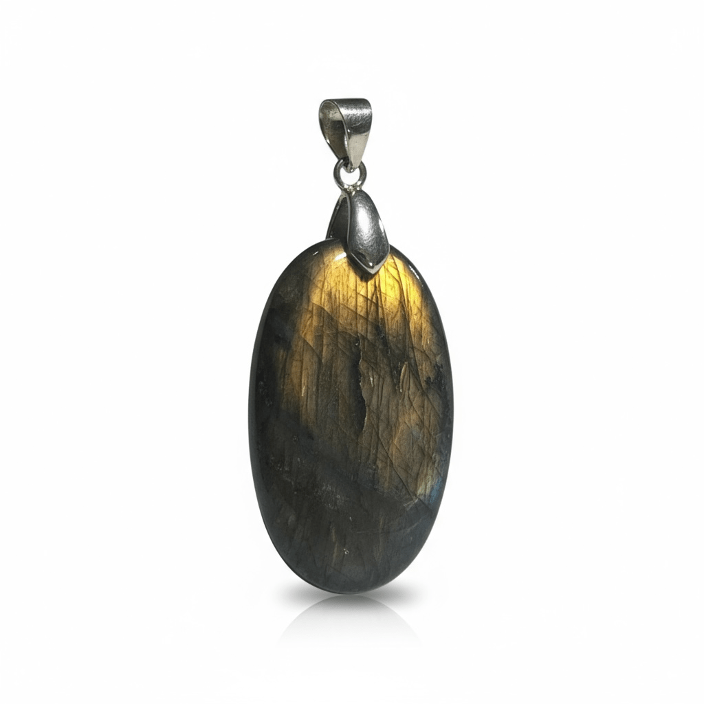 Pendentif labradorite rose orangée Madagascar AA+ - La Boite à Cailloux
