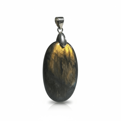 Pendentif labradorite rose orangée Madagascar AA+ - La Boite à Cailloux