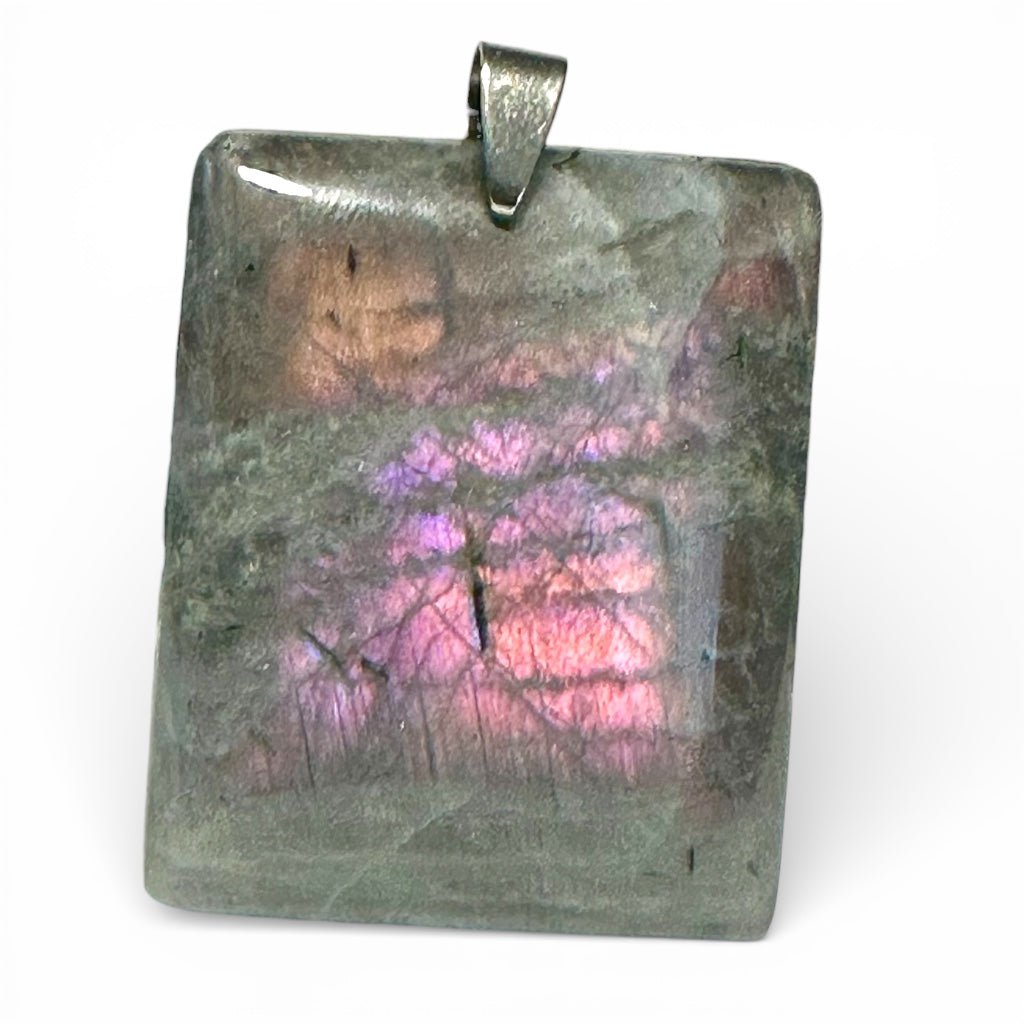 Pendentif labradorite violette Madagascar AA+ rectangle 35 - 45mm - La Boite à Cailloux