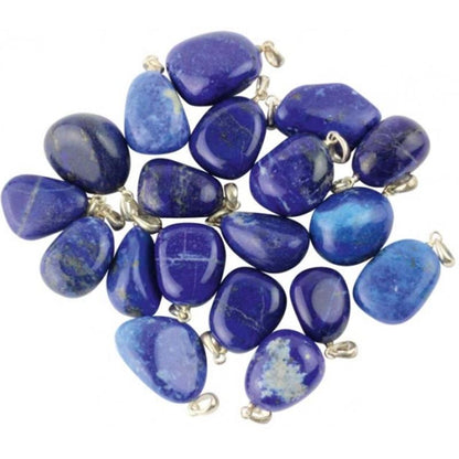 Pendentif lapis lazuli Afghanistan A pierre roulée boucle argent 925 - La Boite à Cailloux
