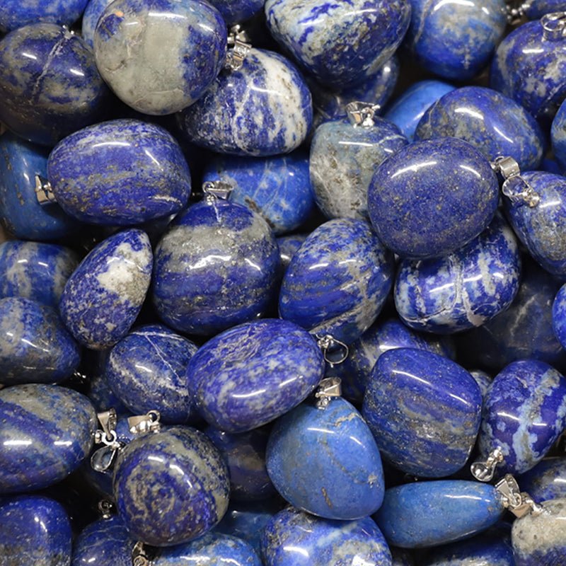 Pendentif lapis lazuli Afghanistan AA (pierre roulée) - La Boite à Cailloux