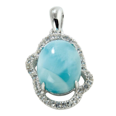 Pendentif larimar et topaze Rep. Dominicaine AA argent 925