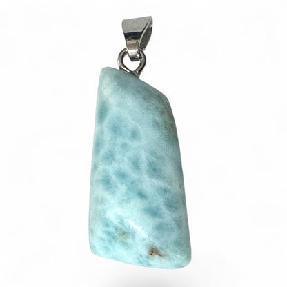 Pendentif larimar République Dominicaine AB pierre roulée boucle argent 925 - La Boite à Cailloux