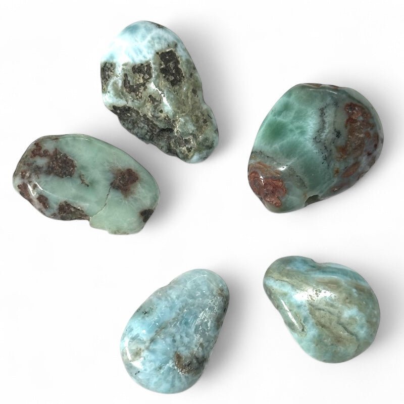 Pendentif larimar République Dominicaine B (pierre trouée) + Cordon - La Boite à Cailloux