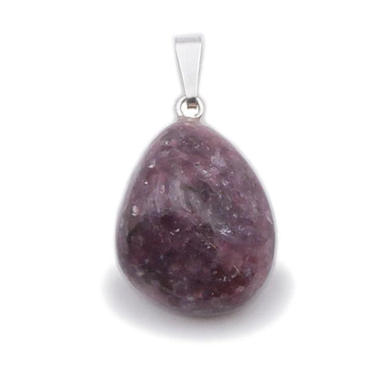 Pendentif lépidolite Madagascar A+ (pierre roulée) - La Boite à Cailloux