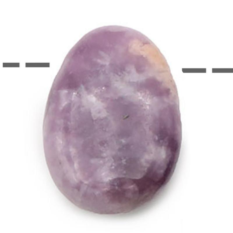 Pendentif lépidolite Madagascar A (pierre trouée) + cordon - La Boite à Cailloux