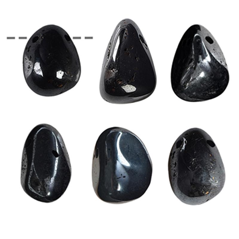 Pendentif magnétite Brésil A (pierre trouée) + cordon - La Boite à Cailloux