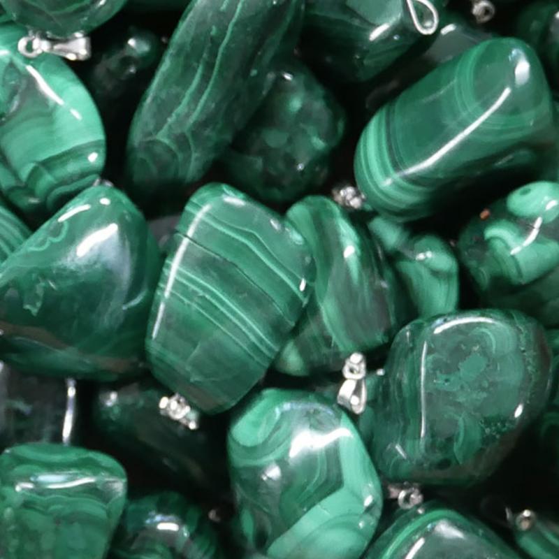 Pendentif malachite Congo A (pierre roulée) - La Boite à Cailloux