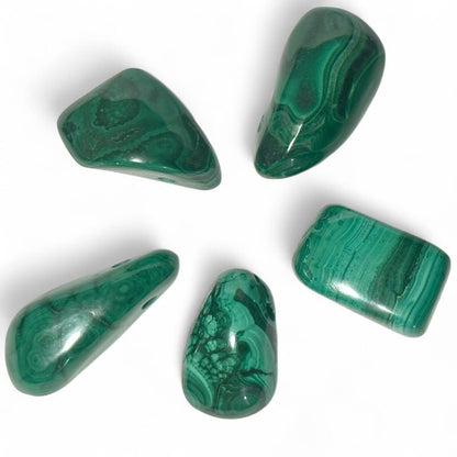 Pendentif malachite Congo AA (pierre trouée) + cordon - La Boite à Cailloux