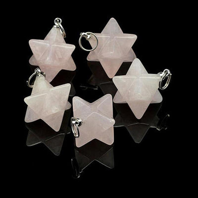 Pendentif Merkaba quartz rose Brésil A