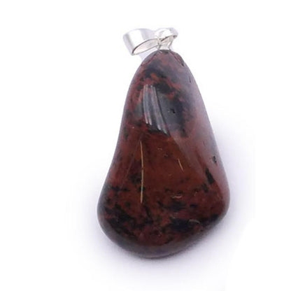 Pendentif obsidienne acajou Mexique AB (pierre roulée) - La Boite à Cailloux