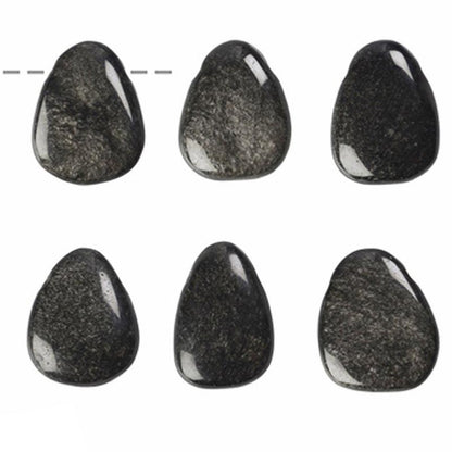 Pendentif obsidienne argentée Mexique A (pierre trouée) + cordon - La Boite à Cailloux