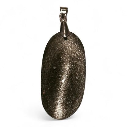Pendentif obsidienne argentée Mexique AAA - La Boite à Cailloux