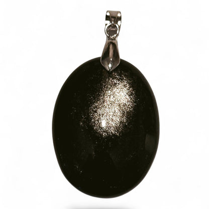 Pendentif obsidienne argentée Mexique AAA - La Boite à Cailloux