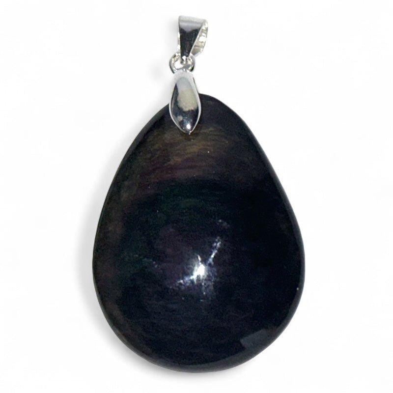 Pendentif obsidienne mentogochol Mexique AAA argent 925 - La Boite à Cailloux