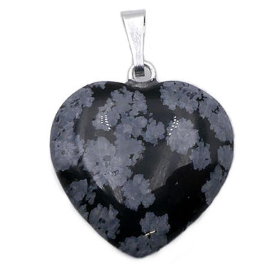 Colgante de obsidiana nevada mexicana con diseño de corazón (20 mm)