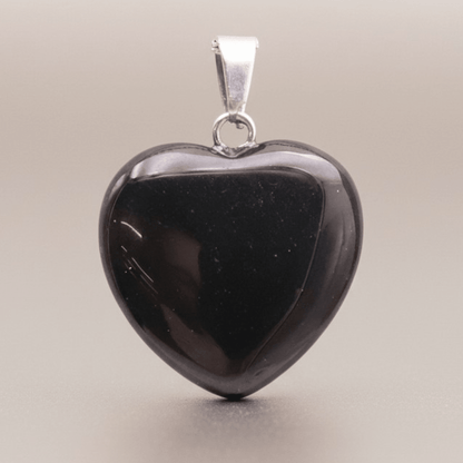Pendentif obsidienne noire Mexique A cœur (20mm) - La Boite à Cailloux