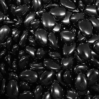 Pendentif obsidienne noire Mexique A (pierre trouée) + cordon - La Boite à Cailloux