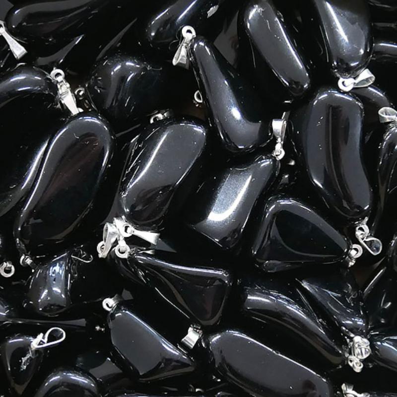 Pendentif obsidienne noire Mexique AA (pierre roulée) - La Boite à Cailloux
