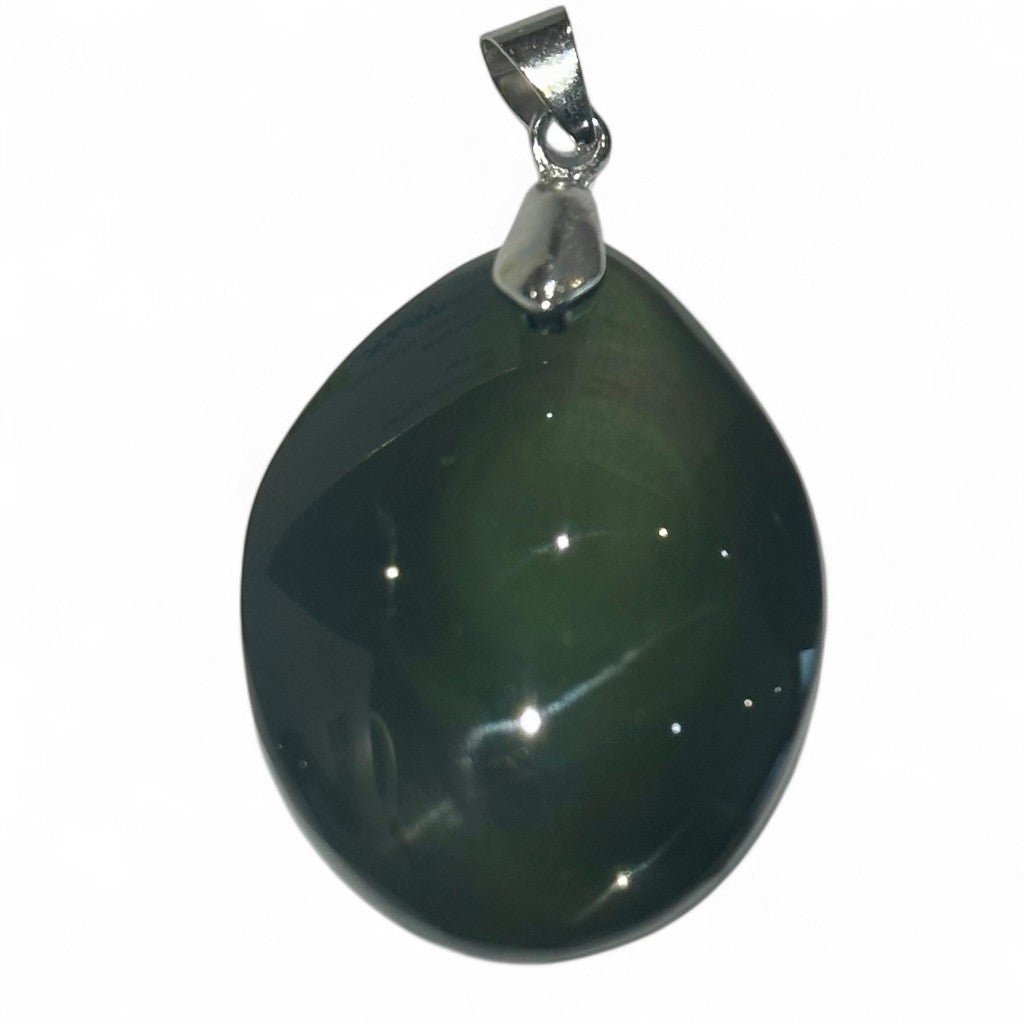 Pendentif obsidienne oeil céleste Mexique AAA - La Boite à Cailloux