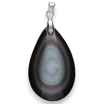 Colgante ojo celeste obsidiana México AA (gota) acero inoxidable