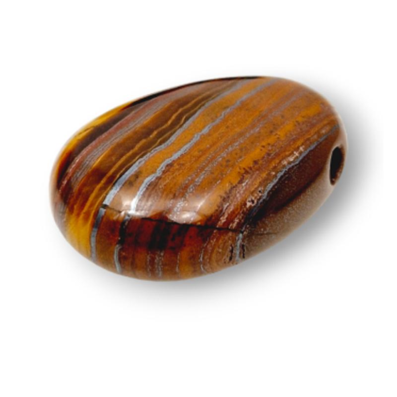 Pendentif oeil de fer Afrique du Sud A (pierre trouée) + cordon - La Boite à Cailloux