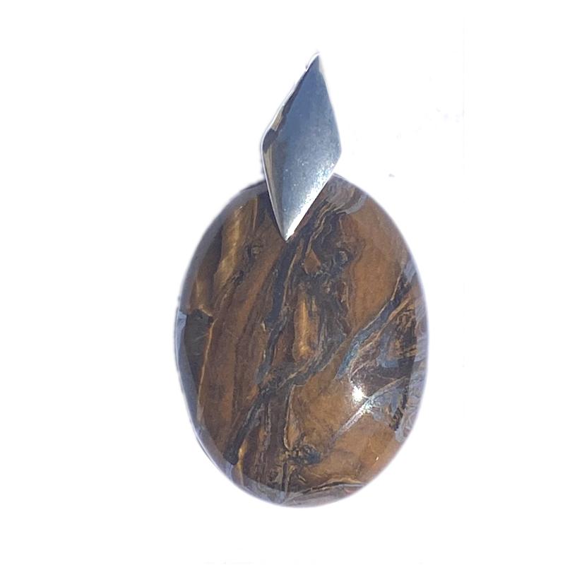 Pendentif oeil de fer Afrique du Sud AA argent 925 - La Boite à Cailloux