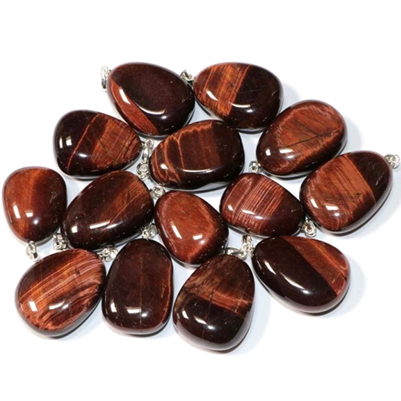 Pendentif oeil de taureau Afrique du Sud A pierre roulée boucle argent 925 - La Boite à Cailloux