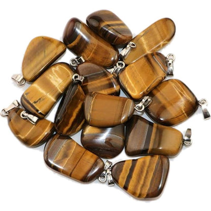 Pendentif oeil de tigre Afrique du Sud A pierre roulée boucle argent 925 - La Boite à Cailloux