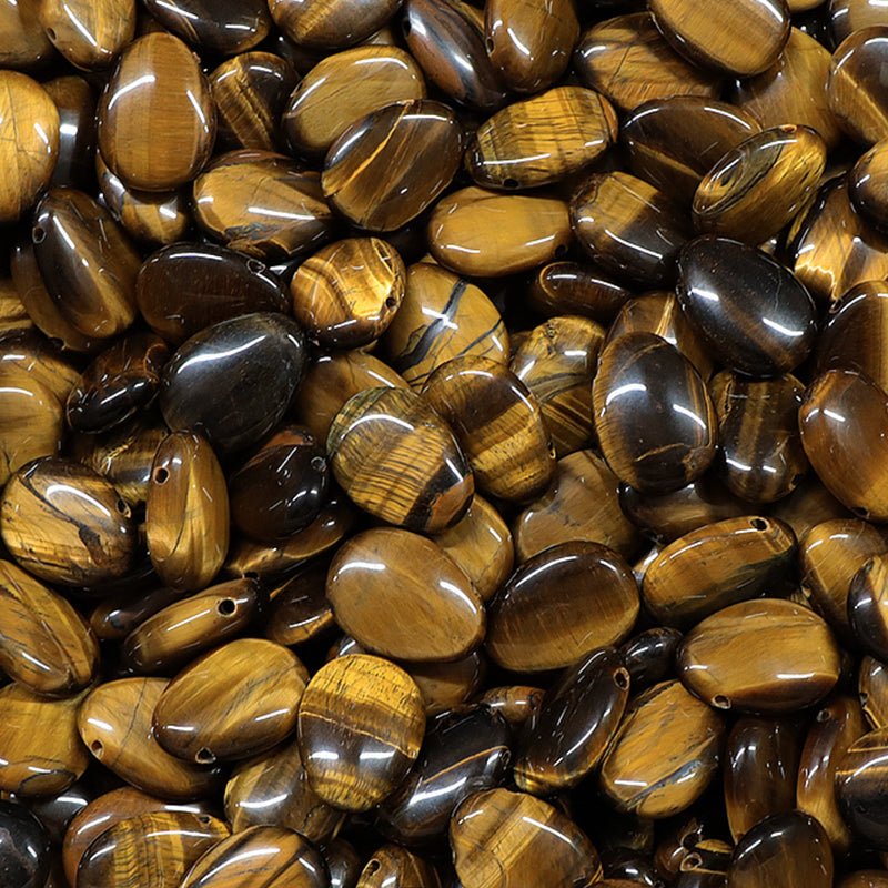 Pendentif oeil de tigre Afrique du Sud A (pierre trouée) + cordon - La Boite à Cailloux