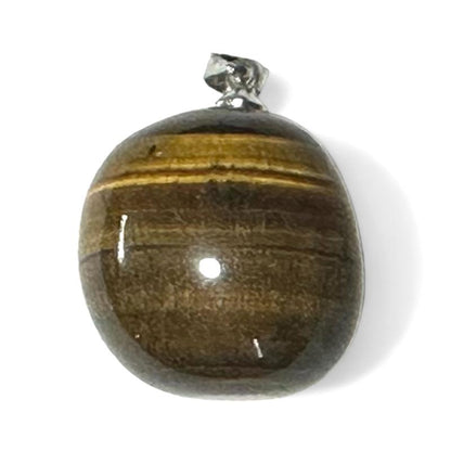 Pendentif oeil de tigre Afrique du Sud AA (pierre roulée) - La Boite à Cailloux