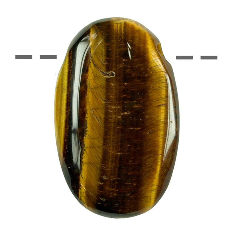 Pendentif oeil de tigre ovale Afrique du Sud A (pierre trouée) + cordon - La Boite à Cailloux