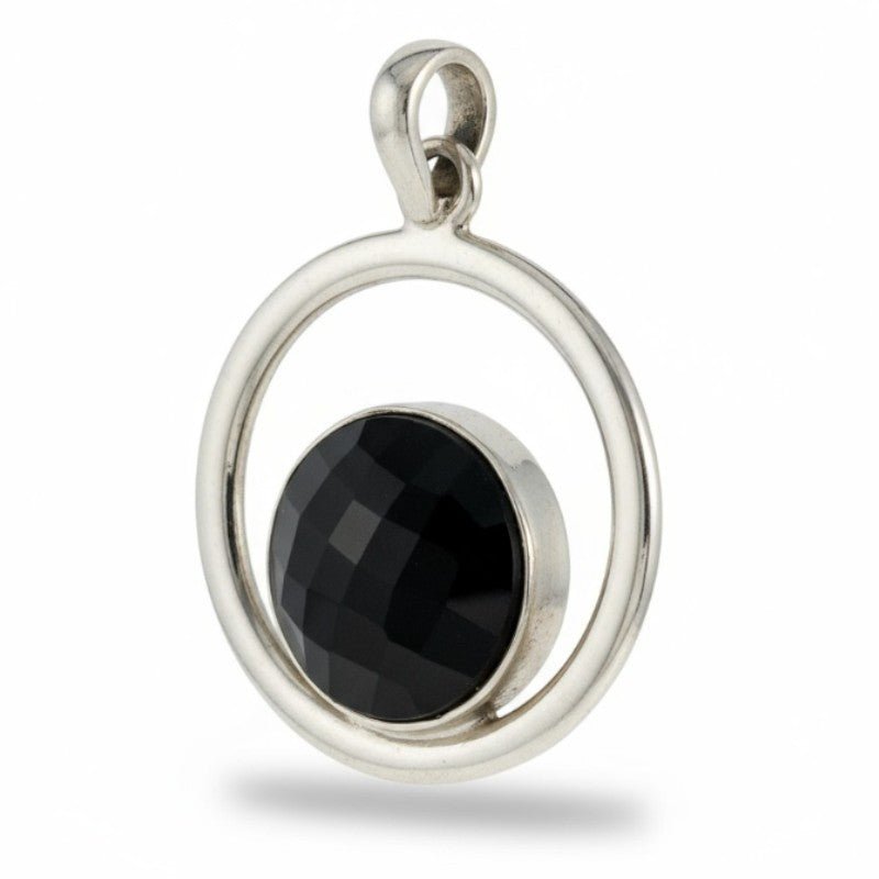 Pendentif onyx noir Brésil AA argent 925 - La Boite à Cailloux