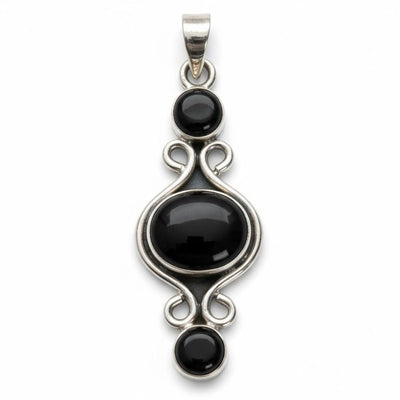 Black onyx pendant Brazil AA silver 925