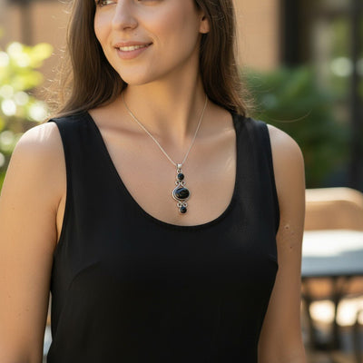 Black onyx pendant Brazil AA silver 925